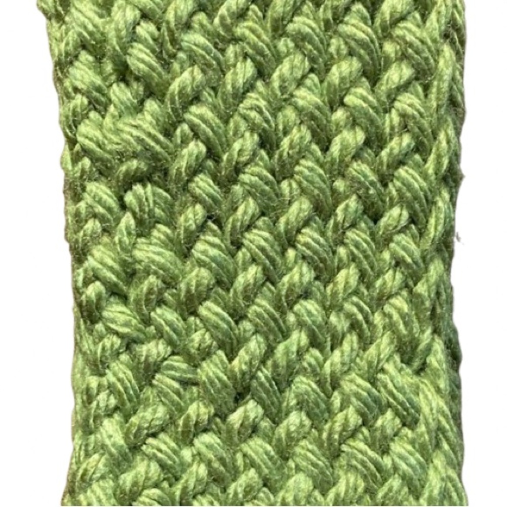 Handmade green knit scarf for a child